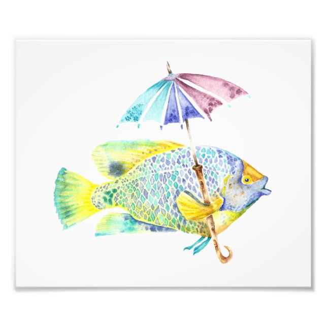 Watercolor Rainbow Angel Fish Photo Art Print (Front)