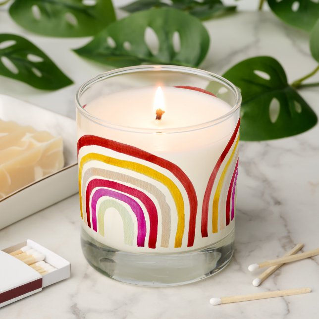 Watercolor rainbow art candle (Lit)