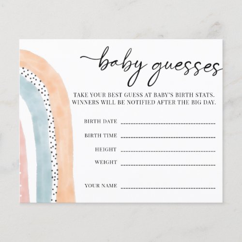 Watercolor Rainbow Baby Shower Baby Guesses