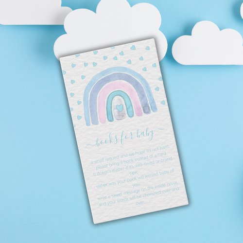 Watercolor Rainbow Baby Shower Books for Baby Enclosure Card