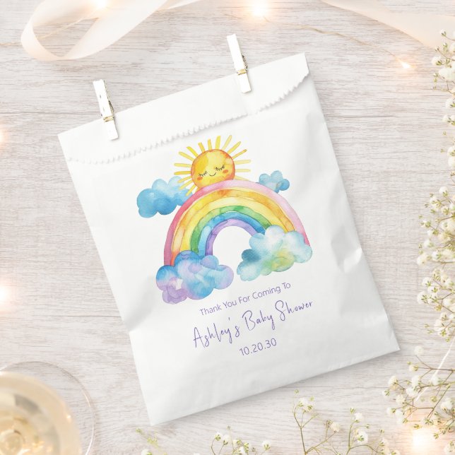 Watercolor Rainbow Baby Shower Favor Bag (Clipped)