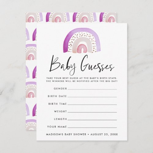 Watercolor Rainbow Baby Shower Guessing Game