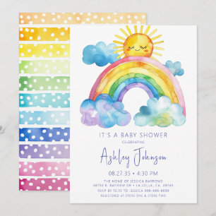 Watercolor Rainbow Baby Shower Invitation
