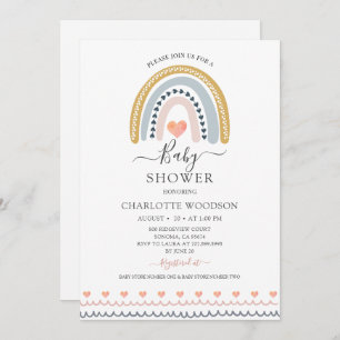 Watercolor Rainbow Baby Shower Invitation