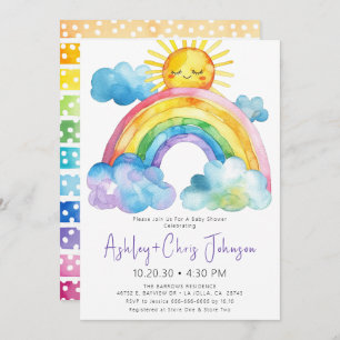 Watercolor Rainbow Baby Shower Invitation