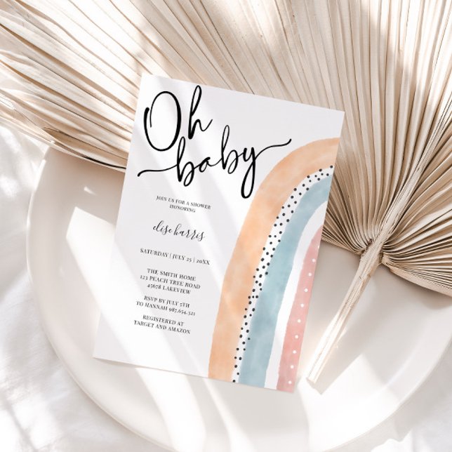 Watercolor Rainbow Baby Shower Invitation (Creator Uploaded)