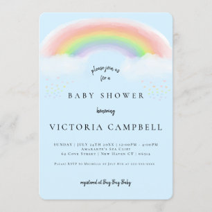 Watercolor Rainbow Baby Shower Invitation