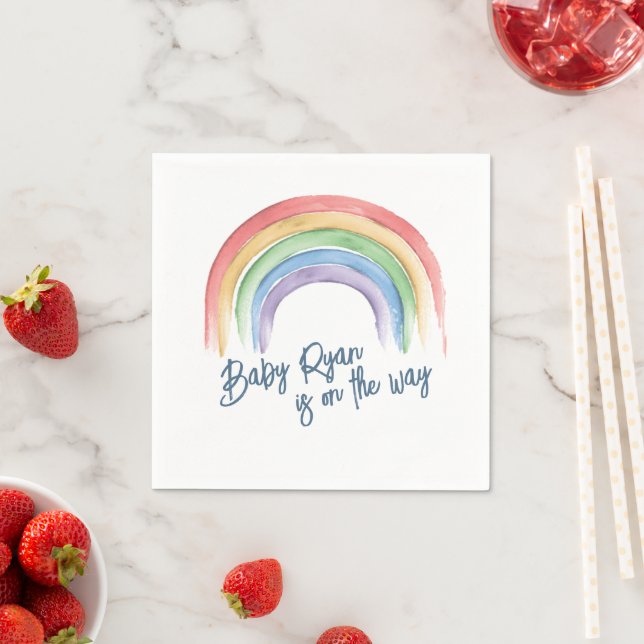 Watercolor Rainbow Baby Shower Napkins (Insitu)