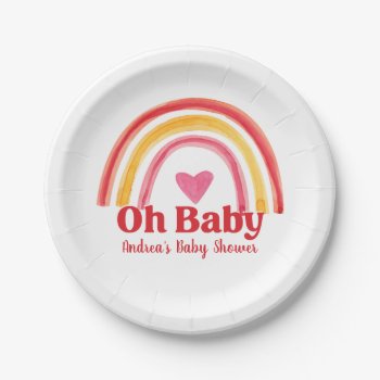 Watercolor Rainbow Baby Shower Paper Plates by lilanab2 at Zazzle