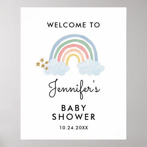 Watercolor Rainbow Baby Shower Welcome Sign