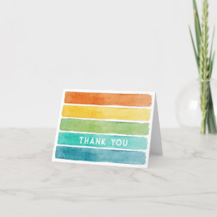 Watercolor Rainbow Bands Personalized  Thank You Card