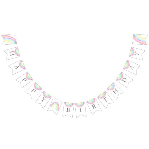Watercolor Rainbow Birthday Party Bunting Flags