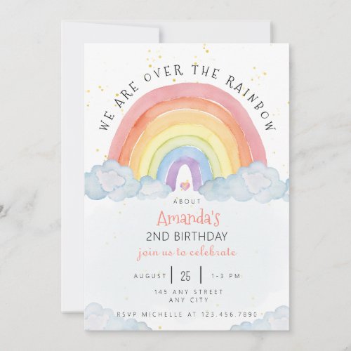 Watercolor Rainbow Birthday Party Invitation