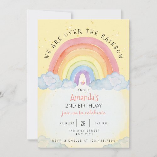 Watercolor Rainbow Birthday Party Invitation