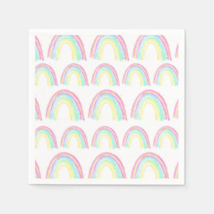 Watercolor Rainbow Birthday Party Napkins