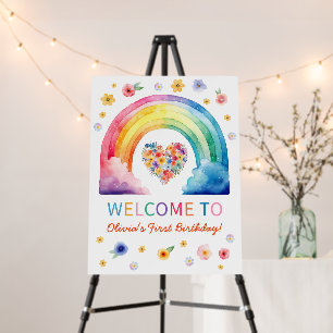 Watercolor Rainbow Birthday Welcome Foam Board