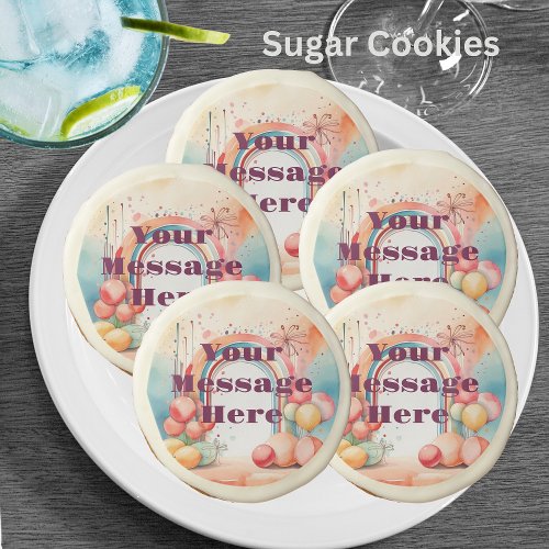 Watercolor Rainbow Bliss Party  Sugar Cookie