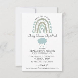 Watercolor Rainbow Blue Baby Boy Shower By Mail Invitation