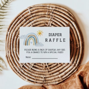 Watercolor Rainbow Boho Diaper Raffle Card