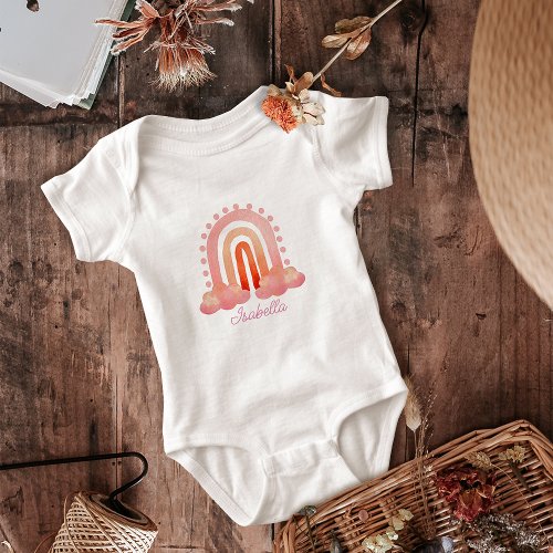 Watercolor Rainbow Boho _ Personalised Name Bodysu Baby Bodysuit