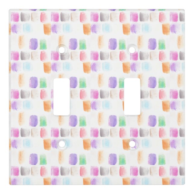 Watercolor Rainbow Brush Hand Painted Strokes   Light Switch Cover (Front)