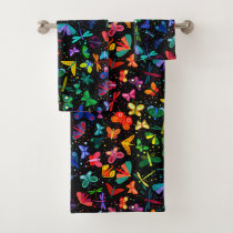 Watercolor Rainbow Butterflies Kids Pattern Bath Towel Set