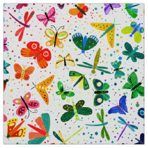 Watercolor Rainbow Butterflies Kids Pattern Fabric