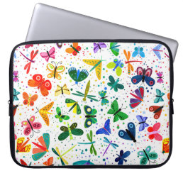 Watercolor Rainbow Butterflies Kids Pattern Laptop Sleeve