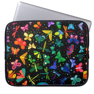 Watercolor Rainbow Butterflies Kids Pattern Laptop Sleeve