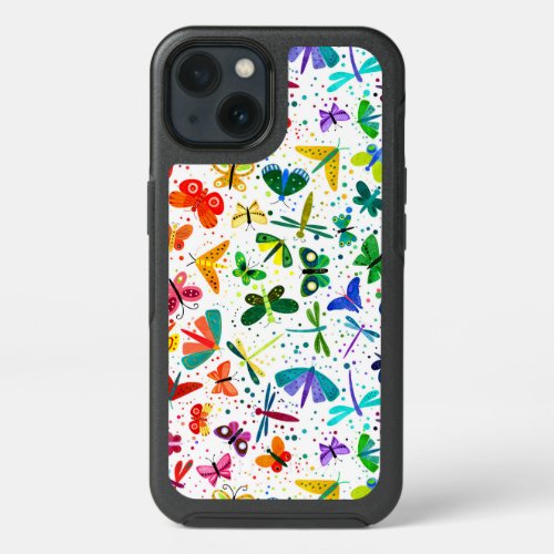 Watercolor Rainbow Butterflies Kids Pattern iPhone 13 Case