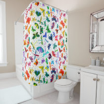 Watercolor Rainbow Butterflies Kids Pattern Shower Curtain