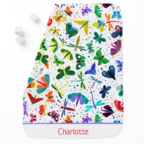 Watercolor Rainbow Butterflies Kids Personalized Baby Blanket