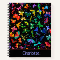 Watercolor Rainbow Butterflies Kids Personalized Notebook