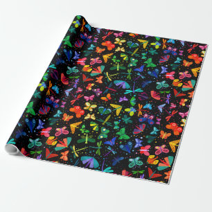 Watercolor Rainbow Butterflies Kids Wrapping Paper