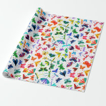 Watercolor Rainbow Butterflies Kids Wrapping Paper