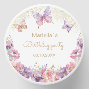  Watercolor rainbow butterfly floral  baby shower Mini Candle Favors