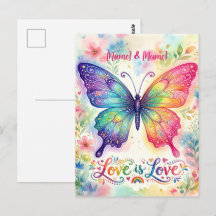 Watercolor Rainbow Butterfly "Love is Love"