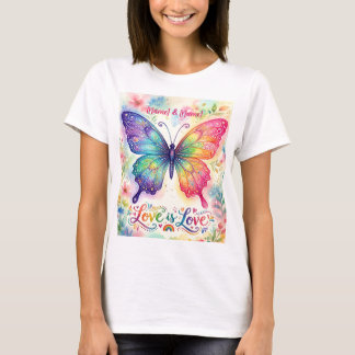 Watercolor Rainbow Butterfly "Love is Love" T-Shirt