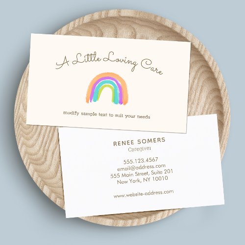 Watercolor Rainbow Caregiver  Business Card