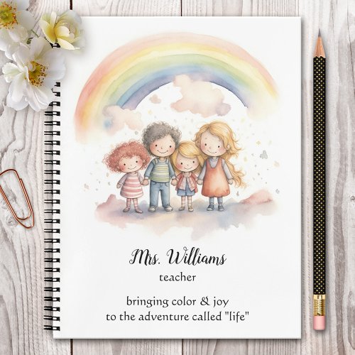 Watercolor Rainbow Children Teacher Notebook