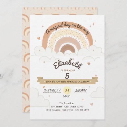 Watercolor Rainbow Clauds Birthday Invitation