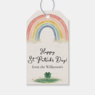Watercolor Rainbow & Clover St. Patrick's Day Gift Tags