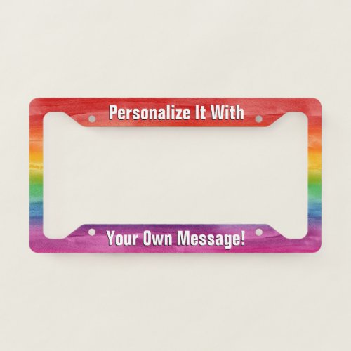 Watercolor Rainbow Colored Personalized License Plate Frame