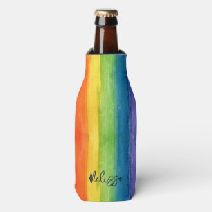 Watercolor Rainbow Colorful Personalized Modern Bottle Cooler