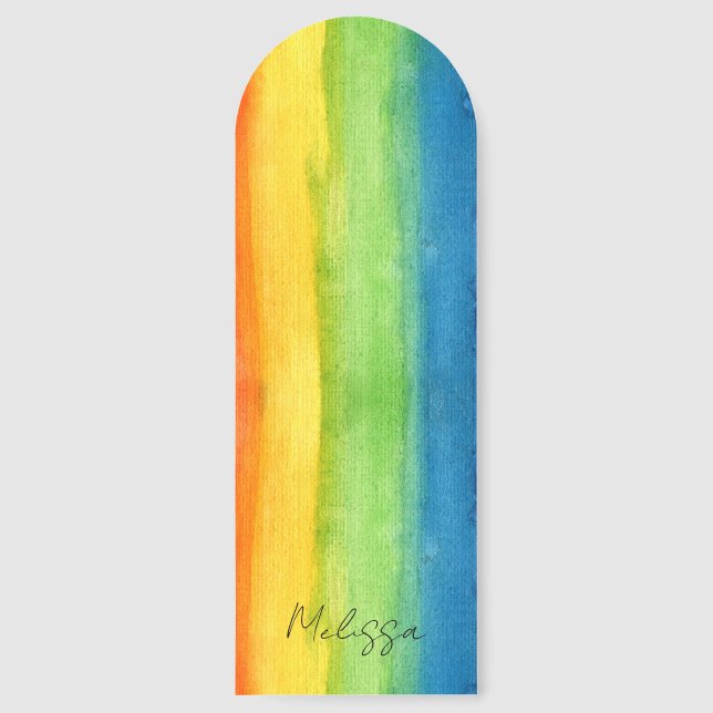 Watercolor Rainbow Colorful Script Bookmarks (Front)