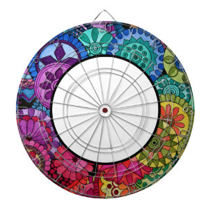 Watercolor Rainbow Colors Mandala Dart Board