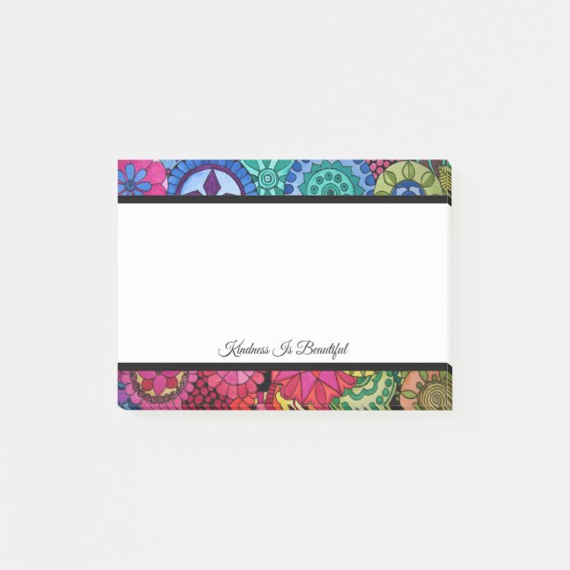Watercolor Rainbow Colors Mandala Post-it Notes (Front)