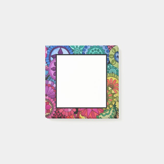Watercolor Rainbow Colors Mandala Post-it Notes (Front)