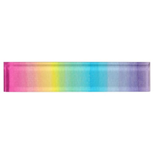 Watercolor Rainbow Design Desk Name Plate