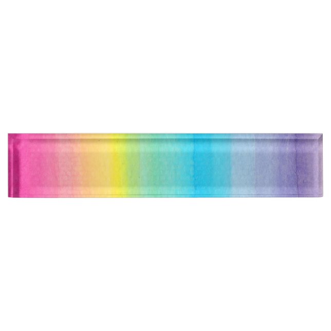Watercolor Rainbow Design Desk Name Plate (Front)